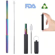 Load image into Gallery viewer, Adjustable Reusable Stainless Steel Straws