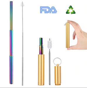 Adjustable Reusable Stainless Steel Straws