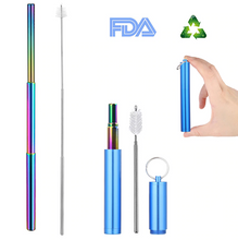 Load image into Gallery viewer, Adjustable Reusable Stainless Steel Straws