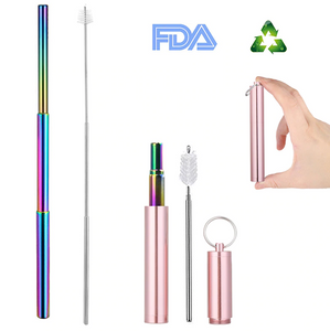 Adjustable Reusable Stainless Steel Straws